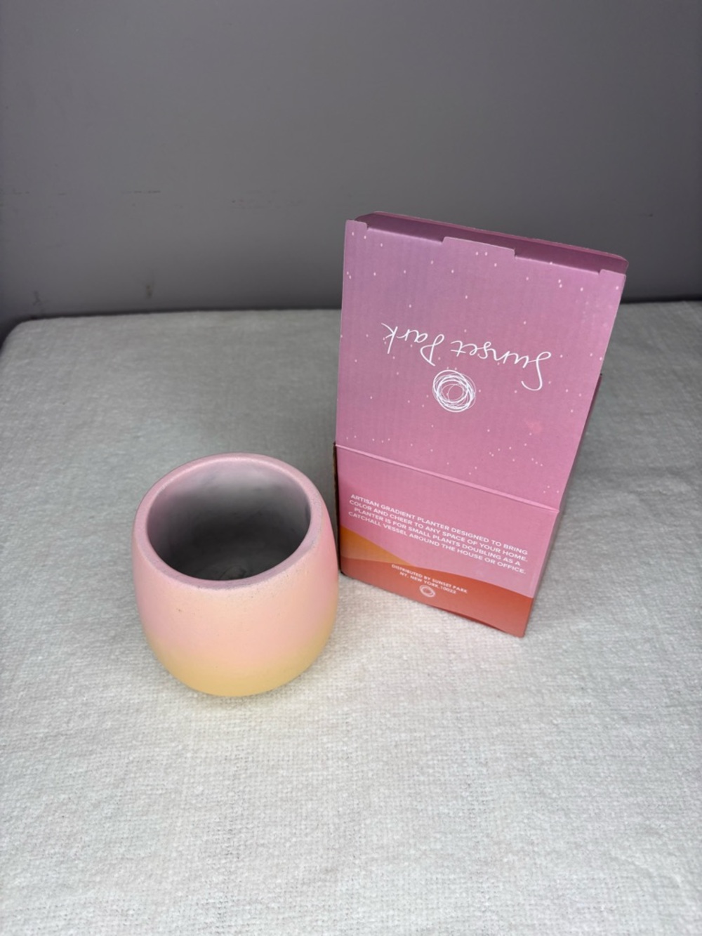 Artisan Colorful Sunset Gradient Cement Planter by Sunset Park *NIB*